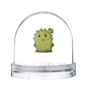 Снежный шар с принтом кактус в Курске, Пластик | Изображение внутри шара печатается на глянцевой фотобумаге с двух сторон | emoji рисунок | kaktus | кактус | кактусик | смайл | стикер | эмоджи