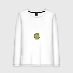 Женский лонгслив хлопок с принтом кактус в Курске, 100% хлопок |  | emoji рисунок | kaktus | кактус | кактусик | смайл | стикер | эмоджи