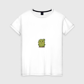 Женская футболка хлопок с принтом кактус в Курске, 100% хлопок | прямой крой, круглый вырез горловины, длина до линии бедер, слегка спущенное плечо | emoji рисунок | kaktus | кактус | кактусик | смайл | стикер | эмоджи