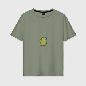 Женская футболка хлопок Oversize с принтом кактус в Курске, 100% хлопок | свободный крой, круглый ворот, спущенный рукав, длина до линии бедер
 | emoji рисунок | kaktus | кактус | кактусик | смайл | стикер | эмоджи