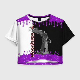 Женская футболка Crop-top 3D с принтом Monokuma в Курске, 100% полиэстер | круглая горловина, длина футболки до линии талии, рукава с отворотами | 