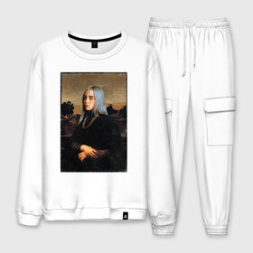 Мужской костюм хлопок с принтом Billie Eilish Mona Lisa в Курске, 100% хлопок | на свитшоте круглая горловина, мягкая резинка по низу. Брюки заужены к низу, на них два вида карманов: два “обычных” по бокам и два объемных, с клапанами, расположенные ниже линии бедра. Брюки с мягкой трикотажной резинкой на поясе и по низу штанин. В поясе для дополнительного комфорта — широкие завязки | at | billie | don’t | eilish | electronic | eyes | me | music | ocean | pirate | smile | synthpop | usa | айлиш | билли | музыка | пайрэт | синти поп | сша | электронная | электропоп