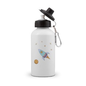 Бутылка спортивная с принтом Космическое путешествие в Курске, металл | емкость — 500 мл, в комплекте две пластиковые крышки и карабин для крепления | Тематика изображения на принте: 