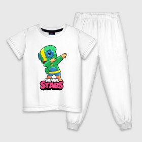 Детская пижама хлопок с принтом Brawl Stars Leon, Dab в Курске, 100% хлопок |  брюки и футболка прямого кроя, без карманов, на брюках мягкая резинка на поясе и по низу штанин
 | Тематика изображения на принте: 