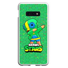 Чехол для Samsung S10E с принтом Brawl Stars Leon Dab в Курске, Силикон | Область печати: задняя сторона чехла, без боковых панелей | brawl | computer | dab | dance | game | gesture | hero | leon | main | moba | stars | герой | главный | даб | драки | жест | звезды | игра | компьютерная | лев | моба | танец