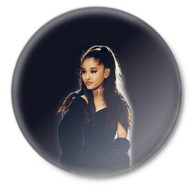 Значок с принтом Ariana Grande (Ариана Гранде) в Курске,  металл | круглая форма, металлическая застежка в виде булавки | ariana grande | актриса | американская певица | ариана | ариана гранде | гранде | девушка | музыка | певица | песни | продюсер