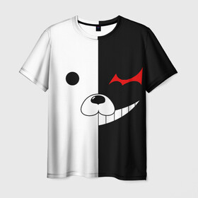 Мужская футболка 3D с принтом Monokuma в Курске, 100% полиэфир | прямой крой, круглый вырез горловины, длина до линии бедер | anime | character | dangan ronpa | kawai | manga | аниме | анимэ | глаз | данганронпа | двухцветная | директор | злодей | из | изображение | кавай | крутой | лицо | манга | медведь | милый | мишка | на груди | необычный | нос