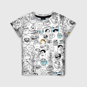 Детская футболка 3D с принтом МЕМЫ в Курске, 100% гипоаллергенный полиэфир | прямой крой, круглый вырез горловины, длина до линии бедер, чуть спущенное плечо, ткань немного тянется | meme | pattern | smile | интернет приколы | мем | мемы | паттерн | прикол | рожицы | смайл | юмор