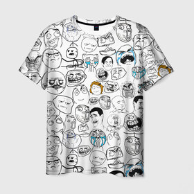 Мужская футболка 3D с принтом МЕМЫ в Курске, 100% полиэфир | прямой крой, круглый вырез горловины, длина до линии бедер | meme | pattern | smile | интернет приколы | мем | мемы | паттерн | прикол | рожицы | смайл | юмор
