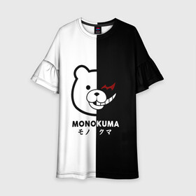 Детское платье 3D с принтом _Monokuma_ в Курске, 100% полиэстер | прямой силуэт, чуть расширенный к низу. Круглая горловина, на рукавах — воланы | anime | character | dangan ronpa | kawai | manga | аниме | анимэ | глаз | данганронпа | двухцветная | директор | злодей | из | изображение | кавай | крутой | лицо | манга | медведь | милый | мишка | на груди | необычный | нос