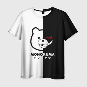 Мужская футболка 3D с принтом _Monokuma_ в Курске, 100% полиэфир | прямой крой, круглый вырез горловины, длина до линии бедер | Тематика изображения на принте: anime | character | dangan ronpa | kawai | manga | аниме | анимэ | глаз | данганронпа | двухцветная | директор | злодей | из | изображение | кавай | крутой | лицо | манга | медведь | милый | мишка | на груди | необычный | нос