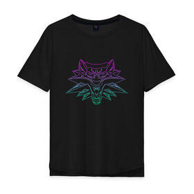 Мужская футболка хлопок Oversize с принтом The Witcher в Курске, 100% хлопок | свободный крой, круглый ворот, “спинка” длиннее передней части | the witcher | wolf | ведьмак | видеоигра | витчер | волк | дикая охота | животные | игра | лого | логотип