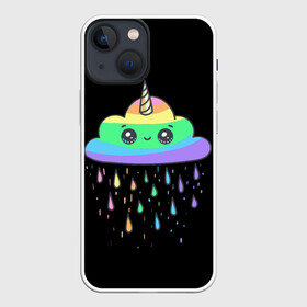 Чехол для iPhone 13 mini с принтом радужный единорог в Курске,  |  | like | likee | rainbow | единорог | лайк | облоко | радужный единорог | тучка