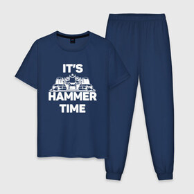 Мужская пижама хлопок с принтом Its hammer time в Курске, 100% хлопок | брюки и футболка прямого кроя, без карманов, на брюках мягкая резинка на поясе и по низу штанин
 | Тематика изображения на принте: hammer time | lewis hamilton | льюис хэмилтон
