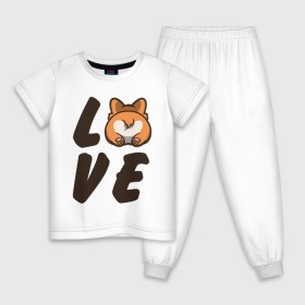 Детская пижама хлопок с принтом Love Corgi в Курске, 100% хлопок |  брюки и футболка прямого кроя, без карманов, на брюках мягкая резинка на поясе и по низу штанин
 | corgi | корги