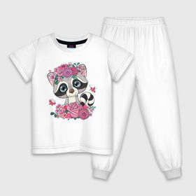 Детская пижама хлопок с принтом Милый енотик в Курске, 100% хлопок |  брюки и футболка прямого кроя, без карманов, на брюках мягкая резинка на поясе и по низу штанин
 | Тематика изображения на принте: 
