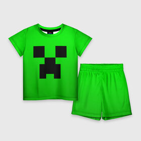 Детский костюм с шортами 3D с принтом MINECRAFT CREEPER  КРИПЕР в Курске,  |  | block | criper | cube | minecraft | pixel | блок | геометрия | крафт | крипер | кубики | майнкрафт | пиксели