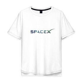 Мужская футболка хлопок Oversize с принтом SpaceX в Курске, 100% хлопок | свободный крой, круглый ворот, “спинка” длиннее передней части | space | spacex | tesla | астрономия | илон маск | космонавт | космос | прикольная надпись | спэйс икс
