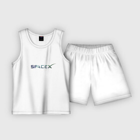Детская пижама с шортами хлопок с принтом SpaceX в Курске,  |  | Тематика изображения на принте: space | spacex | tesla | астрономия | илон маск | космонавт | космос | прикольная надпись | спэйс икс