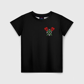 Детская футболка 3D с принтом PAYTON MOORMEIER (НА СПИНЕ) в Курске, 100% гипоаллергенный полиэфир | прямой крой, круглый вырез горловины, длина до линии бедер, чуть спущенное плечо, ткань немного тянется | flower | payton moormeier | roses | tiktok | автограф payton | блогер | пейтон | пейтон моормиер | розы | тикток | тиктокер | цветы | ютубер