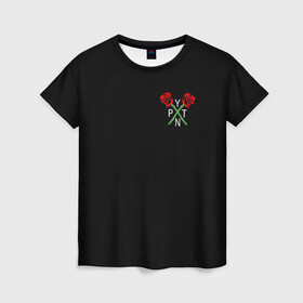 Женская футболка 3D с принтом PAYTON MOORMEIER (НА СПИНЕ) в Курске, 100% полиэфир ( синтетическое хлопкоподобное полотно) | прямой крой, круглый вырез горловины, длина до линии бедер | flower | payton moormeier | roses | tiktok | автограф payton | блогер | пейтон | пейтон моормиер | розы | тикток | тиктокер | цветы | ютубер