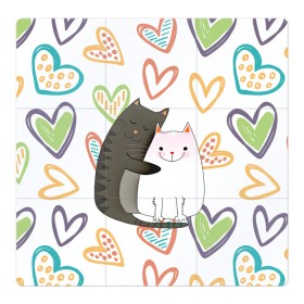 Магнитный плакат 3Х3 с принтом Сладкая парочка в Курске, Полимерный материал с магнитным слоем | 9 деталей размером 9*9 см | 14 февраля | 8 марта | валентинов день | верность | влюбленность | влюбленные | вместе навсегда | двое | девичник | девушке | кот | коты | кошка | кошки | любимая | любимый | люблю | люблю тебя | мы с то