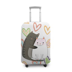 Чехол для чемодана 3D с принтом Сладкая парочка в Курске, 86% полиэфир, 14% спандекс | двустороннее нанесение принта, прорези для ручек и колес | 14 февраля | 8 марта | валентинов день | верность | влюбленность | влюбленные | вместе навсегда | двое | девичник | девушке | кот | коты | кошка | кошки | любимая | любимый | люблю | люблю тебя | мы с то