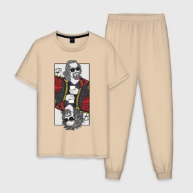 Мужская пижама хлопок с принтом The Big Lebowski в Курске, 100% хлопок | брюки и футболка прямого кроя, без карманов, на брюках мягкая резинка на поясе и по низу штанин
 | 