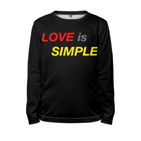 Детский лонгслив 3D с принтом LOVE IS SIMPLE в Курске, 100% полиэстер | длинные рукава, круглый вырез горловины, полуприлегающий силуэт
 | simple | для него | для нее