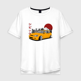 Мужская футболка хлопок Oversize с принтом Honda Civic EK6 в Курске, 100% хлопок | свободный крой, круглый ворот, “спинка” длиннее передней части | honda civic ek6