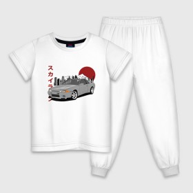 Детская пижама хлопок с принтом Nissan Skyline R32 GT-R в Курске, 100% хлопок |  брюки и футболка прямого кроя, без карманов, на брюках мягкая резинка на поясе и по низу штанин
 | nissan skyline r32 gt r