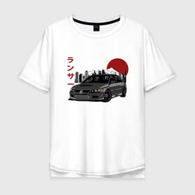 Мужская футболка хлопок Oversize с принтом Mitsubishi Lancer Evolution IX в Курске, 100% хлопок | свободный крой, круглый ворот, “спинка” длиннее передней части | Тематика изображения на принте: 