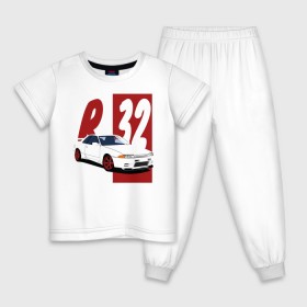 Детская пижама хлопок с принтом Nissan Skyline R32 GT-R в Курске, 100% хлопок |  брюки и футболка прямого кроя, без карманов, на брюках мягкая резинка на поясе и по низу штанин
 | 