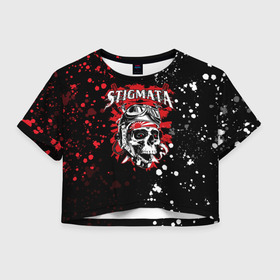 Женская футболка Crop-top 3D с принтом Stigmata в Курске, 100% полиэстер | круглая горловина, длина футболки до линии талии, рукава с отворотами | music | rock | stigmata | альтернатива | музыка | рок | стигмата | тарас уманскии