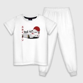 Детская пижама хлопок с принтом Nissan Skyline R34 GT-R в Курске, 100% хлопок |  брюки и футболка прямого кроя, без карманов, на брюках мягкая резинка на поясе и по низу штанин
 | nissan skyline r34 gt r