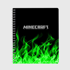 Тетрадь с принтом MINECRAFT FIRE в Курске, 100% бумага | 48 листов, плотность листов — 60 г/м2, плотность картонной обложки — 250 г/м2. Листы скреплены сбоку удобной пружинной спиралью. Уголки страниц и обложки скругленные. Цвет линий — светло-серый
 | block | creeper | cube | minecraft | pixel | блок | геометрия | крафт | крипер | кубики | майнкрафт | пиксели