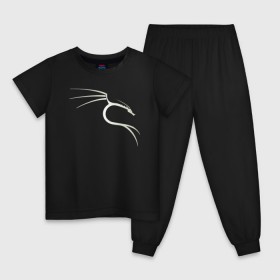 Детская пижама хлопок с принтом Kali Linux в Курске, 100% хлопок |  брюки и футболка прямого кроя, без карманов, на брюках мягкая резинка на поясе и по низу штанин
 | Тематика изображения на принте: kali | linux | кали | линукс