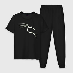 Мужская пижама хлопок с принтом Kali Linux в Курске, 100% хлопок | брюки и футболка прямого кроя, без карманов, на брюках мягкая резинка на поясе и по низу штанин
 | Тематика изображения на принте: kali | linux | кали | линукс
