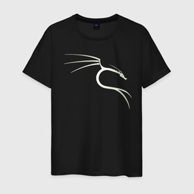 Мужская футболка хлопок с принтом Kali Linux в Курске, 100% хлопок | прямой крой, круглый вырез горловины, длина до линии бедер, слегка спущенное плечо. | kali | linux | кали | линукс