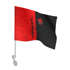 Флаг для автомобиля с принтом CYBERPUNK 2077 | КИБЕРПАНК (Z) в Курске, 100% полиэстер | Размер: 30*21 см | cd project red | cyberpunk 2077 | keanu reeves | samurai | киану ривз | киберпанк 2077 | самураи