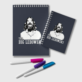 Блокнот с принтом The Big Lebowski в Курске, 100% бумага | 48 листов, плотность листов — 60 г/м2, плотность картонной обложки — 250 г/м2. Листы скреплены удобной пружинной спиралью. Цвет линий — светло-серый
 | Тематика изображения на принте: dude | film | бриджес | герой | джефф | джеффри | дюдя | комедия | лебовски | персонаж | фильм | чувак