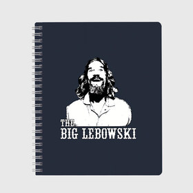 Тетрадь с принтом The Big Lebowski в Курске, 100% бумага | 48 листов, плотность листов — 60 г/м2, плотность картонной обложки — 250 г/м2. Листы скреплены сбоку удобной пружинной спиралью. Уголки страниц и обложки скругленные. Цвет линий — светло-серый
 | Тематика изображения на принте: dude | film | бриджес | герой | джефф | джеффри | дюдя | комедия | лебовски | персонаж | фильм | чувак