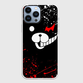 Чехол для iPhone 13 Pro Max с принтом MONOKUMA краснобелые брызги в Курске,  |  | anime | bear | black  white | danganronpa | kurokuma | monodam | monokuma | monomi | monotaro | rabbit | school | shirokuma | аниме | главарь | мoноми | монокума | черно белый | школа