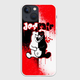 Чехол для iPhone 13 mini с принтом Монокума обтекает кровью в Курске,  |  | anime | bear | black  white | danganronpa | kurokuma | monodam | monokuma | monomi | monotaro | pink | rabbit | school | shirokuma | аниме | главарь | мoноми | монокума | черно белый | школа