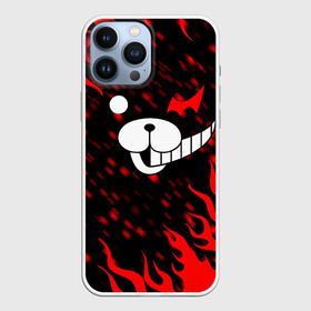 Чехол для iPhone 13 Pro Max с принтом Монокума пламя со всех сторон в Курске,  |  | anime | bear | black  white | danganronpa | kurokuma | monodam | monokuma | monomi | monotaro | pink | rabbit | school | shirokuma | аниме | главарь | мoноми | монокума | черно белый | школа