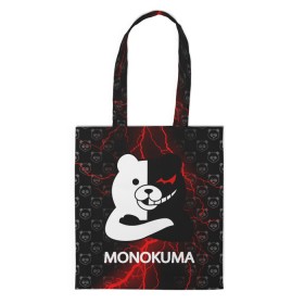 Сумка 3D повседневная с принтом MONOKUMA. в Курске, 100% полиэстер | Плотность: 200 г/м2; Размер: 34×35 см; Высота лямок: 30 см | anime | bear | black  white | danganronpa | kurokuma | monodam | monokuma | monomi | monotaro | pink | rabbit | school | shirokuma | аниме | главарь | мoноми | монокума | черно белый | школа