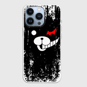 Чехол для iPhone 13 Pro с принтом Монокума черная мазня в Курске,  |  | anime | bear | black  white | danganronpa | kurokuma | monodam | monokuma | monomi | monotaro | pink | rabbit | school | shirokuma | аниме | главарь | мoноми | монокума | черно белый | школа