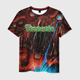 Мужская футболка 3D с принтом Terraria в Курске, 100% полиэфир | прямой крой, круглый вырез горловины, длина до линии бедер | Тематика изображения на принте: minecraft | terraria | инди игры | майнкрафт | террария