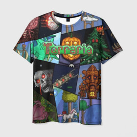 Мужская футболка 3D с принтом Terraria | Террария (Z) в Курске, 100% полиэфир | прямой крой, круглый вырез горловины, длина до линии бедер | minecraft | terraria | инди игры | майнкрафт | террария