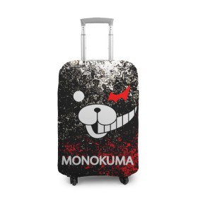Чехол для чемодана 3D с принтом MONOKUMA. в Курске, 86% полиэфир, 14% спандекс | двустороннее нанесение принта, прорези для ручек и колес | anime | bear | black  white | danganronpa | kurokuma | monodam | monokuma | monomi | monotaro | pink | rabbit | school | shirokuma | аниме | главарь | мoноми | монокума | черно белый | школа